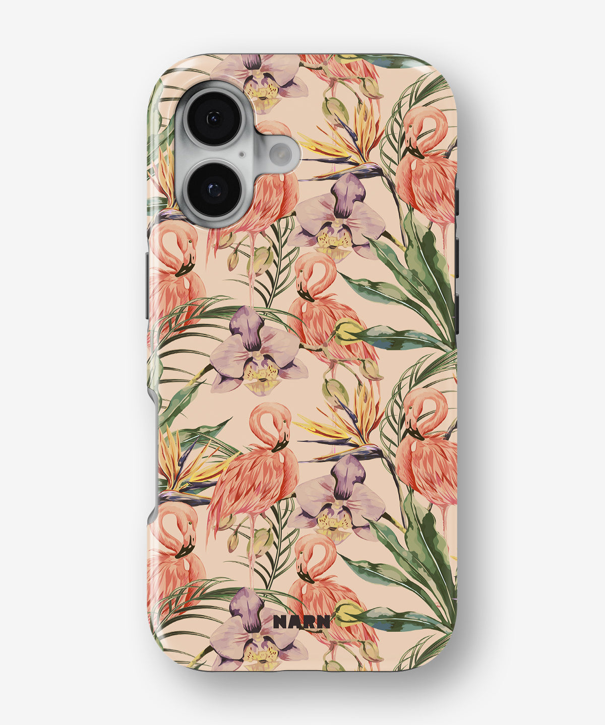 iPhone 16 Tough Case – Flamingos & Flowers - View 1
