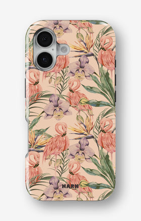 iPhone 16 Tough Case – Flamingos & Flowers - View 1