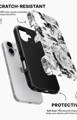 iPhone 16 Tough Case – Black & White Bloom - View 2