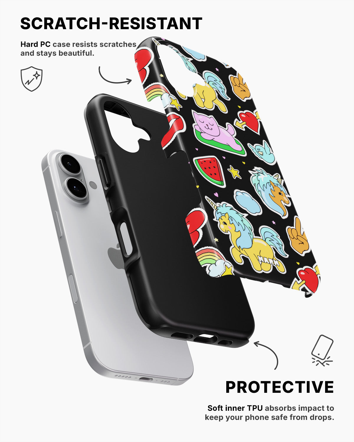iPhone 16 Tough Case – Cute Stickers - View 2