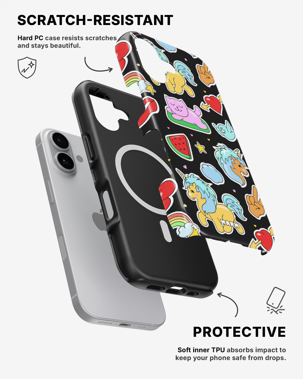 iPhone 16 Tough Case – Cute Stickers - View 2
