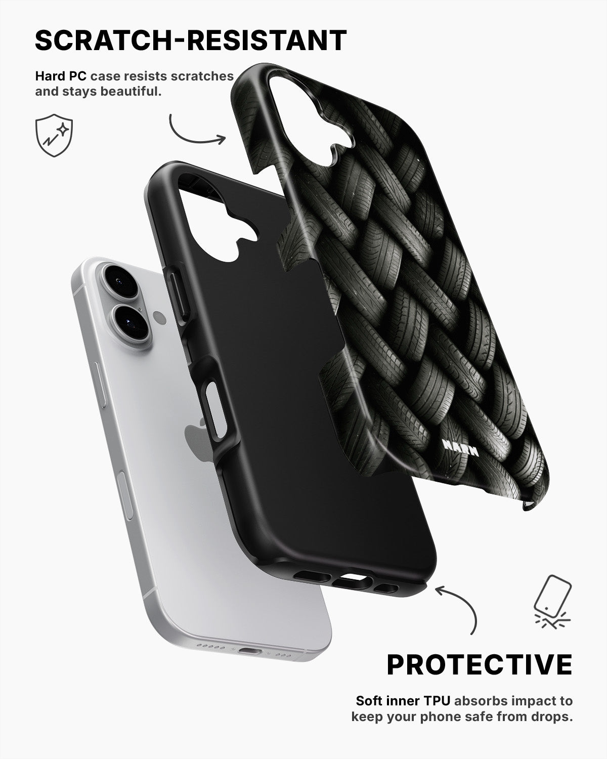iPhone 16 Tough Case – Tires Wall - View 2