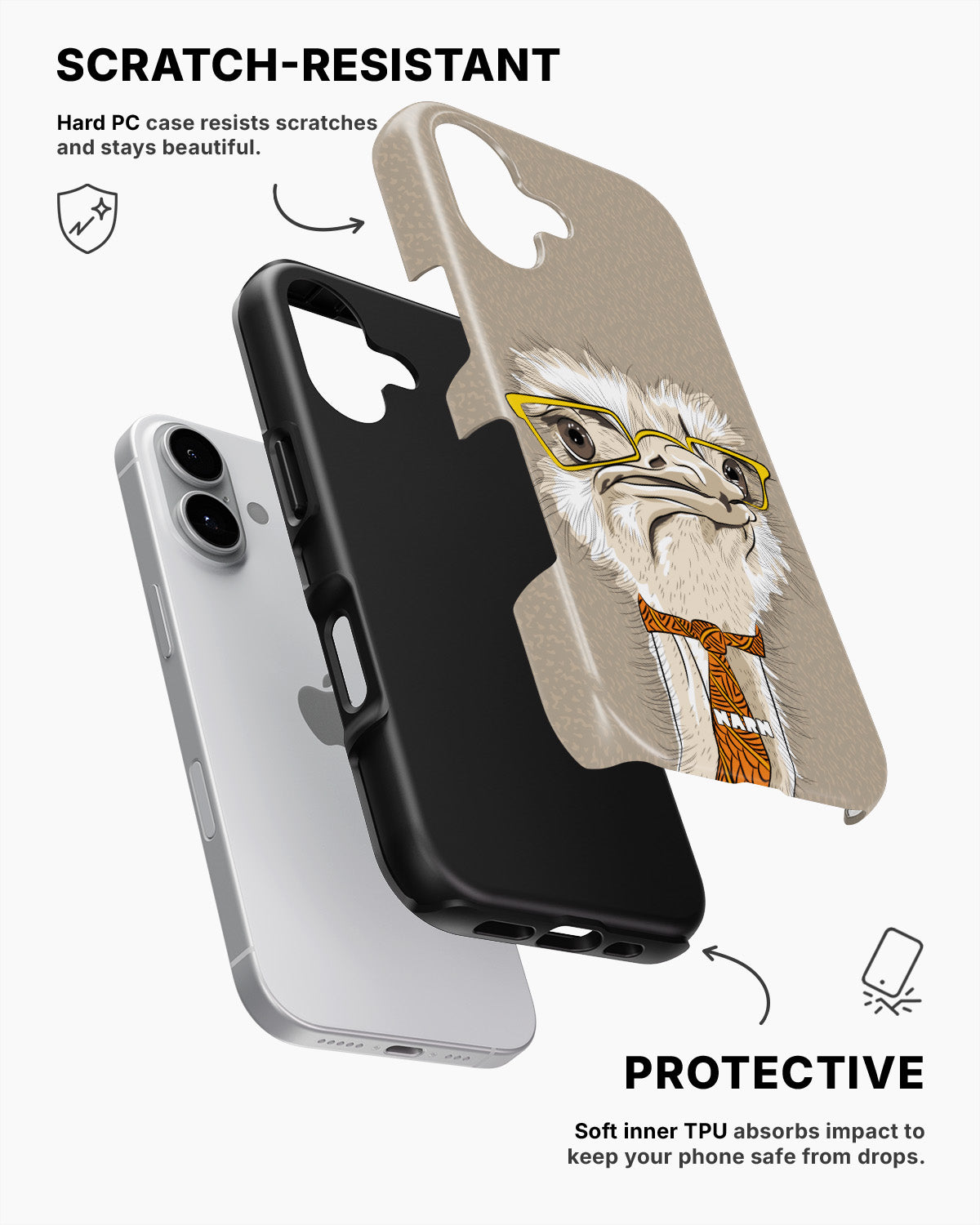 iPhone 16 Tough Case – Hipster Ostrich - View 2