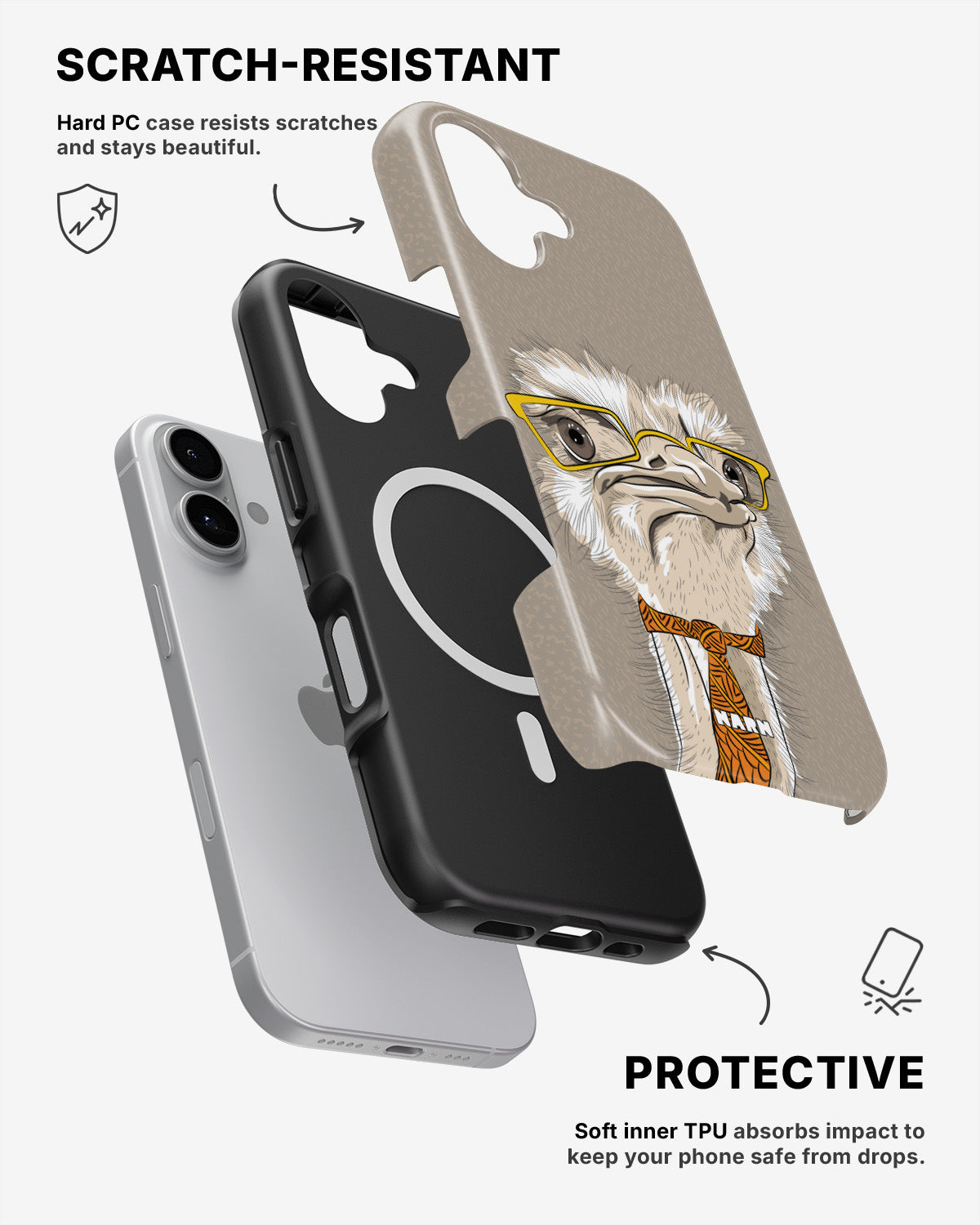 iPhone 16 Tough Case – Hipster Ostrich - View 2