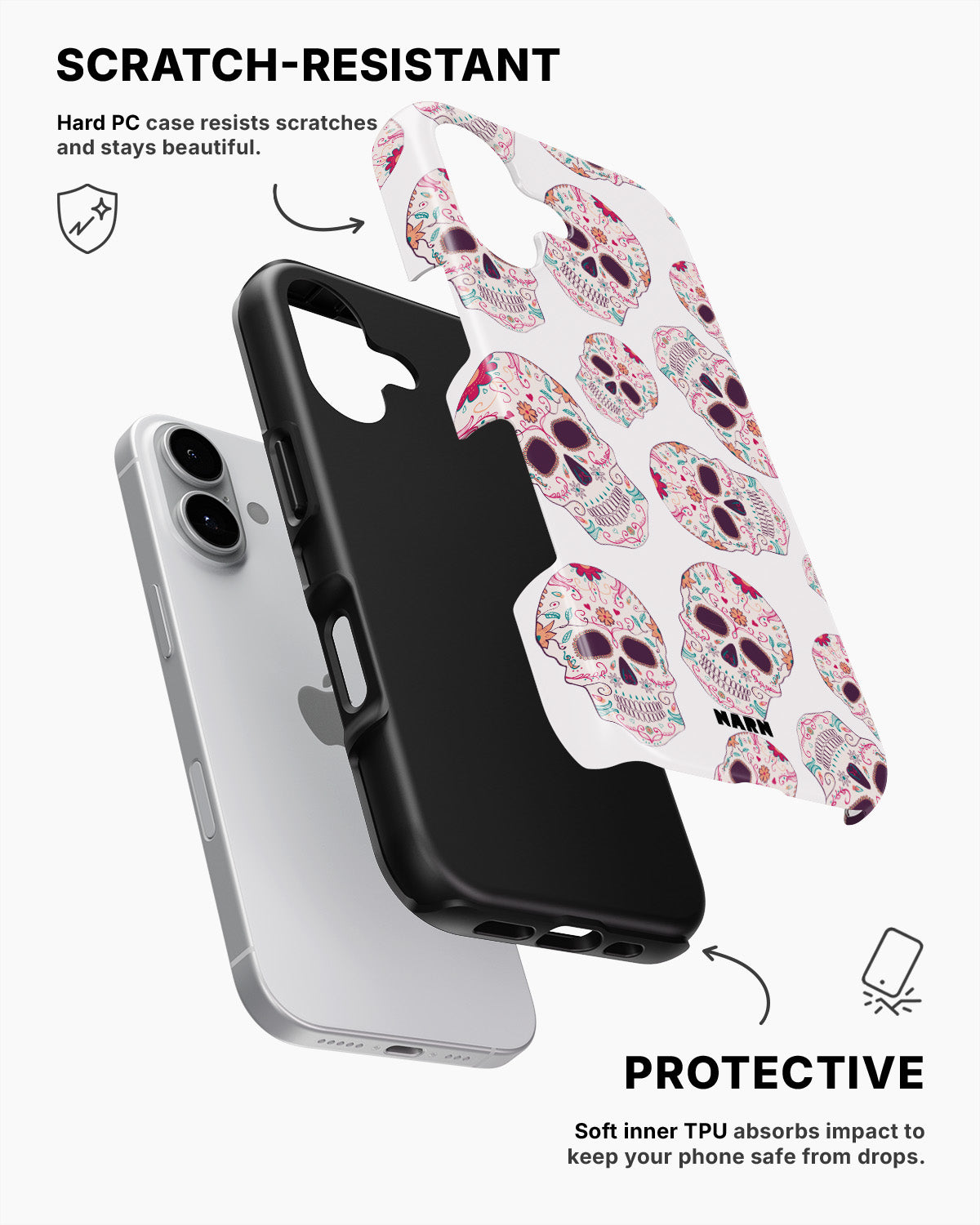 iPhone 16 Tough Case – Calavera Skulls - View 2