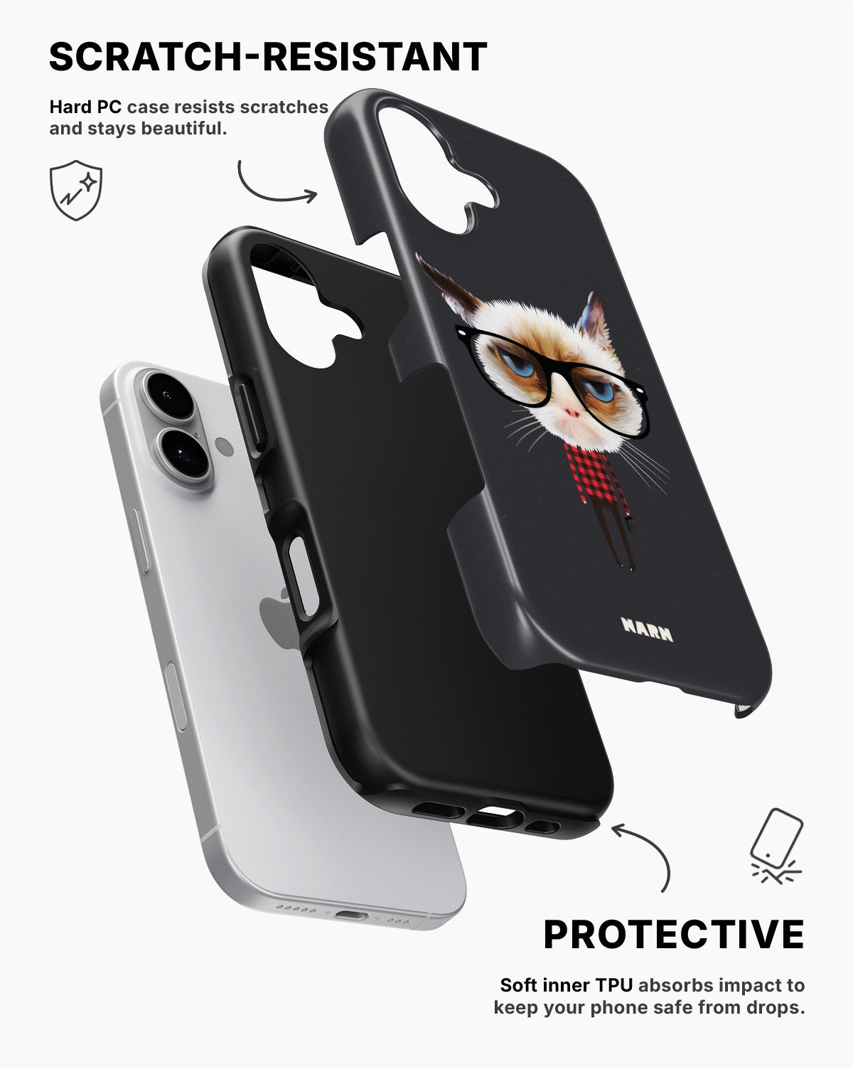 iPhone 16 Tough Case – Hipster Cat - View 2