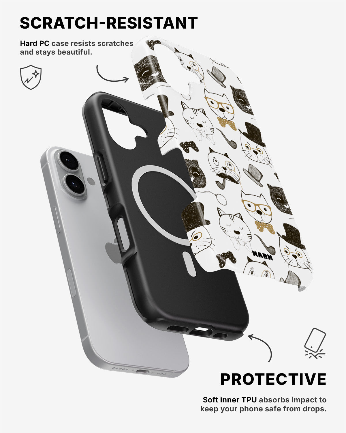 iPhone 16 Tough Case – Cartoon Cats - View 2