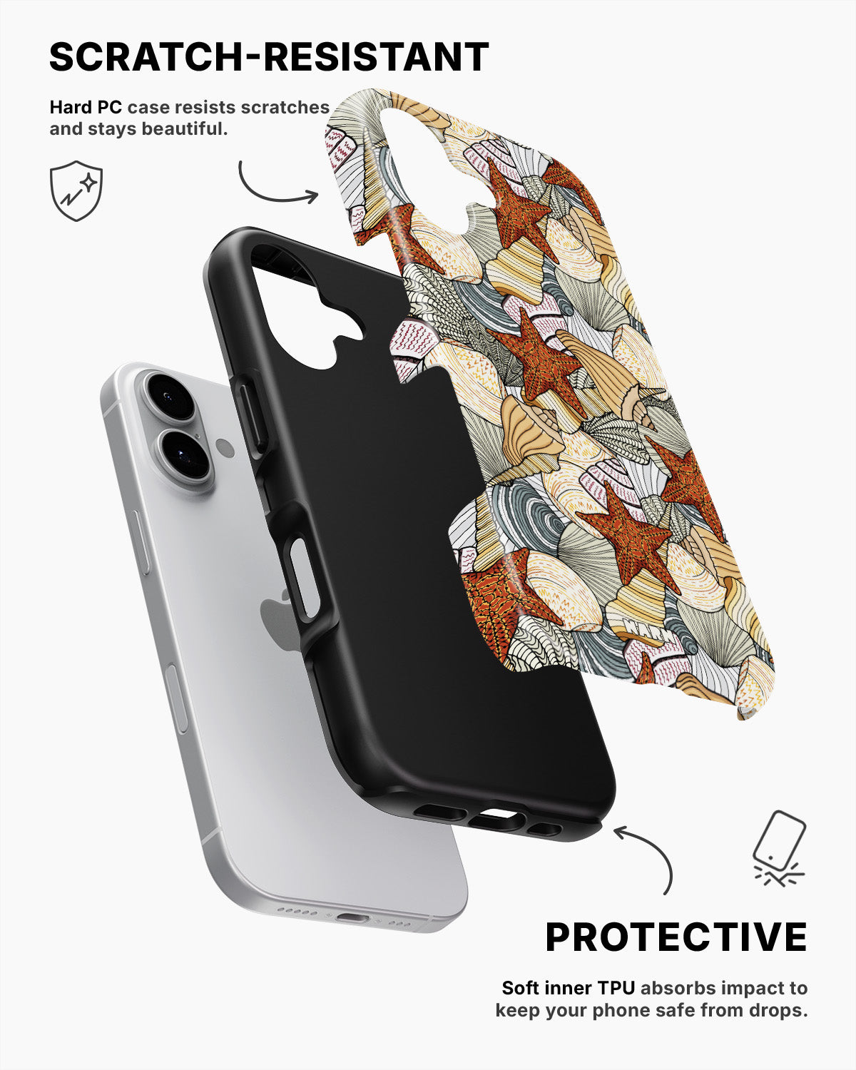 iPhone 16 Tough Case – Sea Shells - View 2