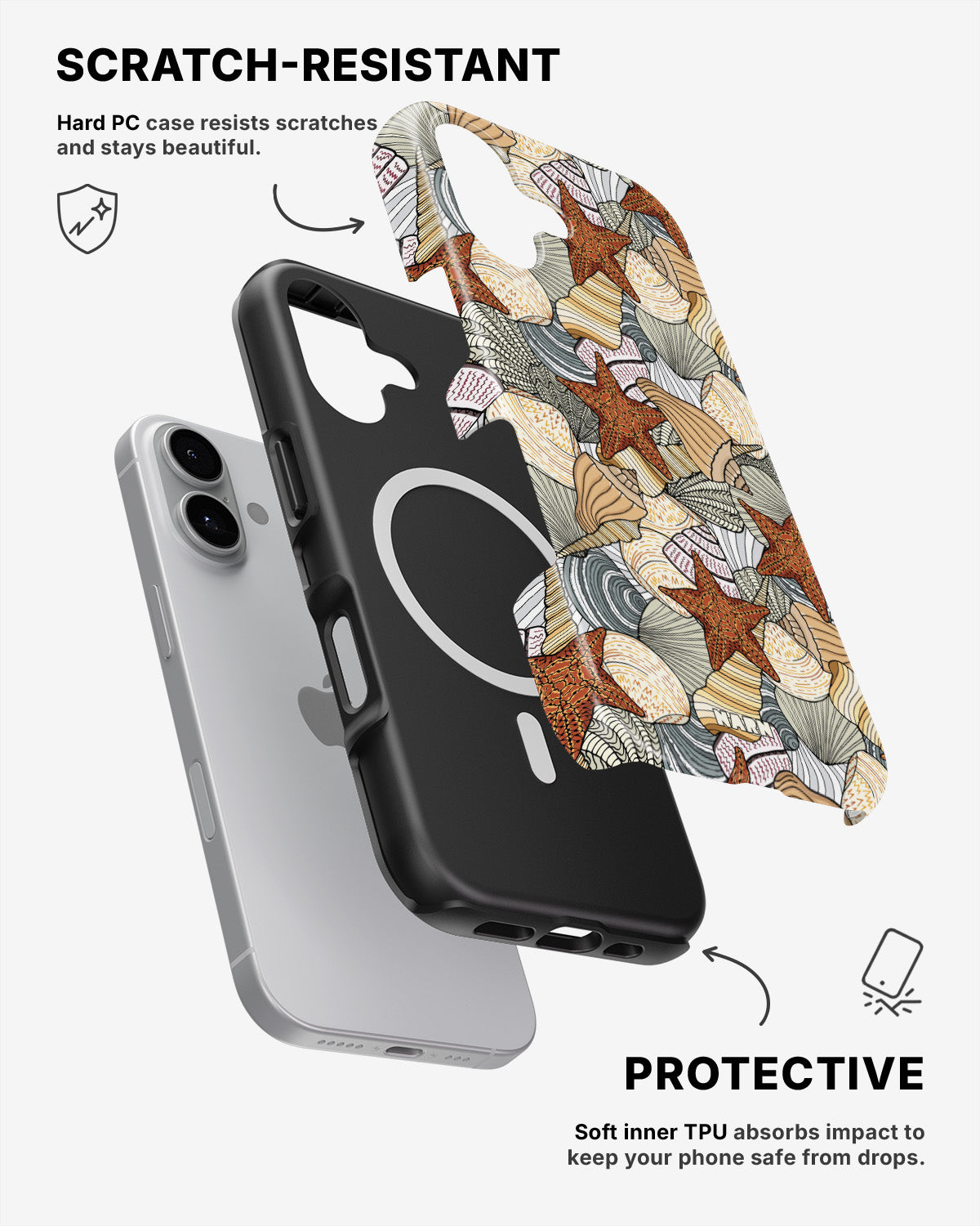 iPhone 16 Tough Case – Sea Shells - View 2