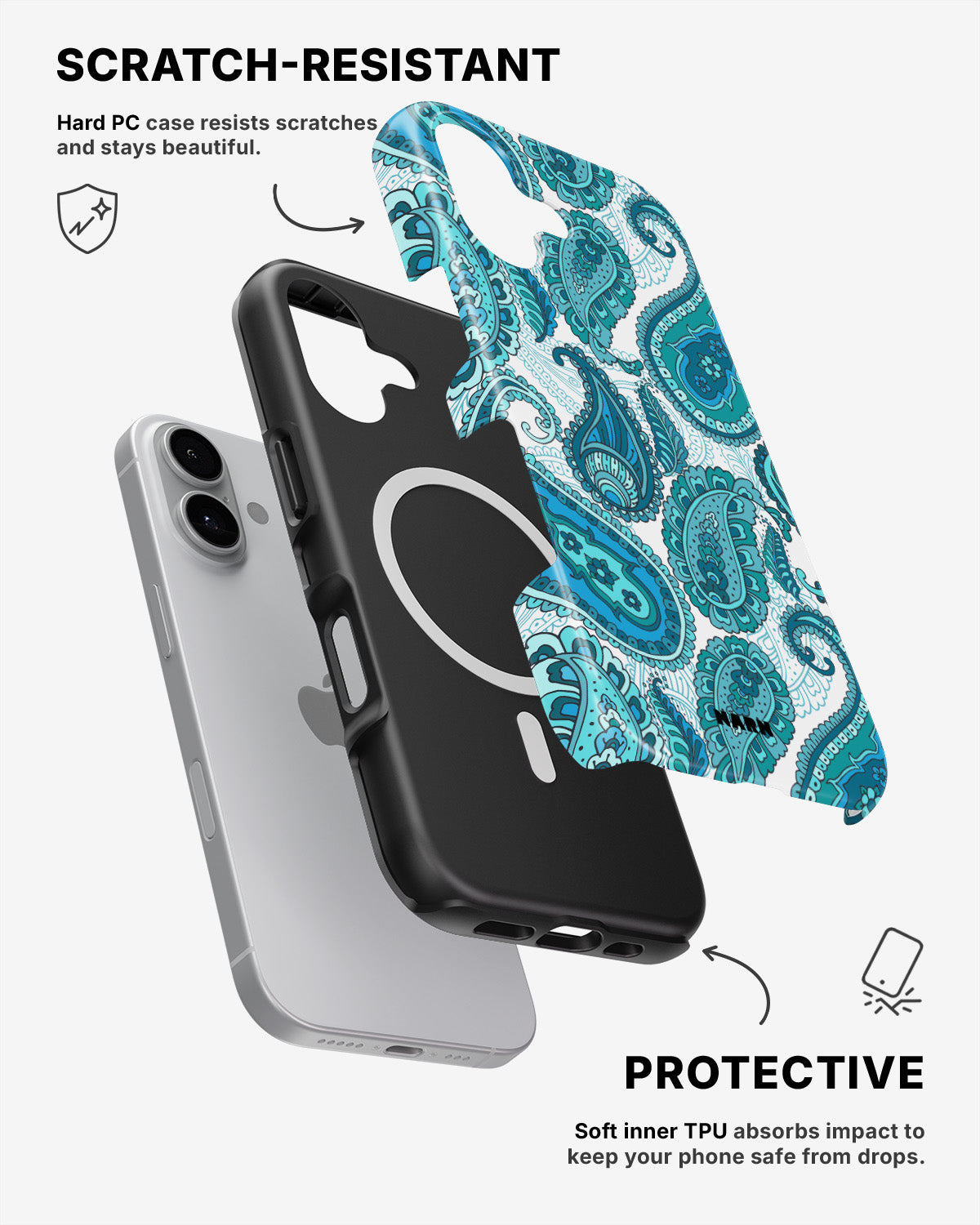 iPhone 16 Tough Case – Turquoise Paisley - View 2