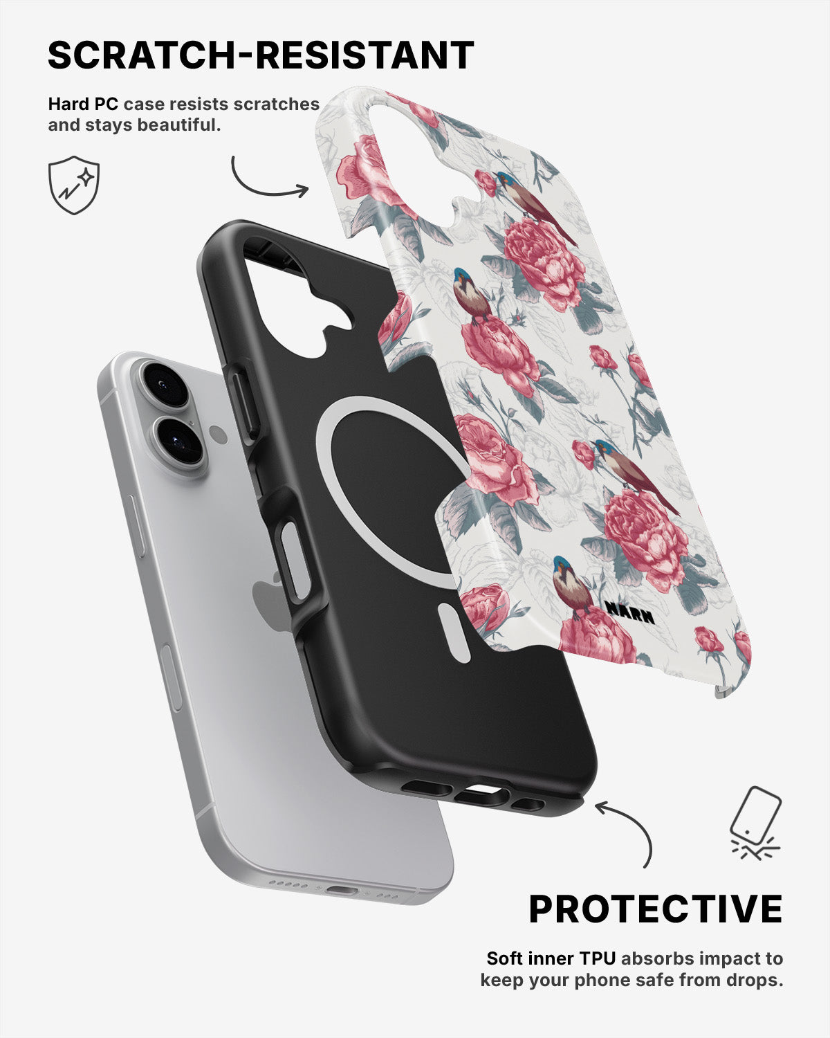 iPhone 16 Tough Case – Birds Among Roses - View 2