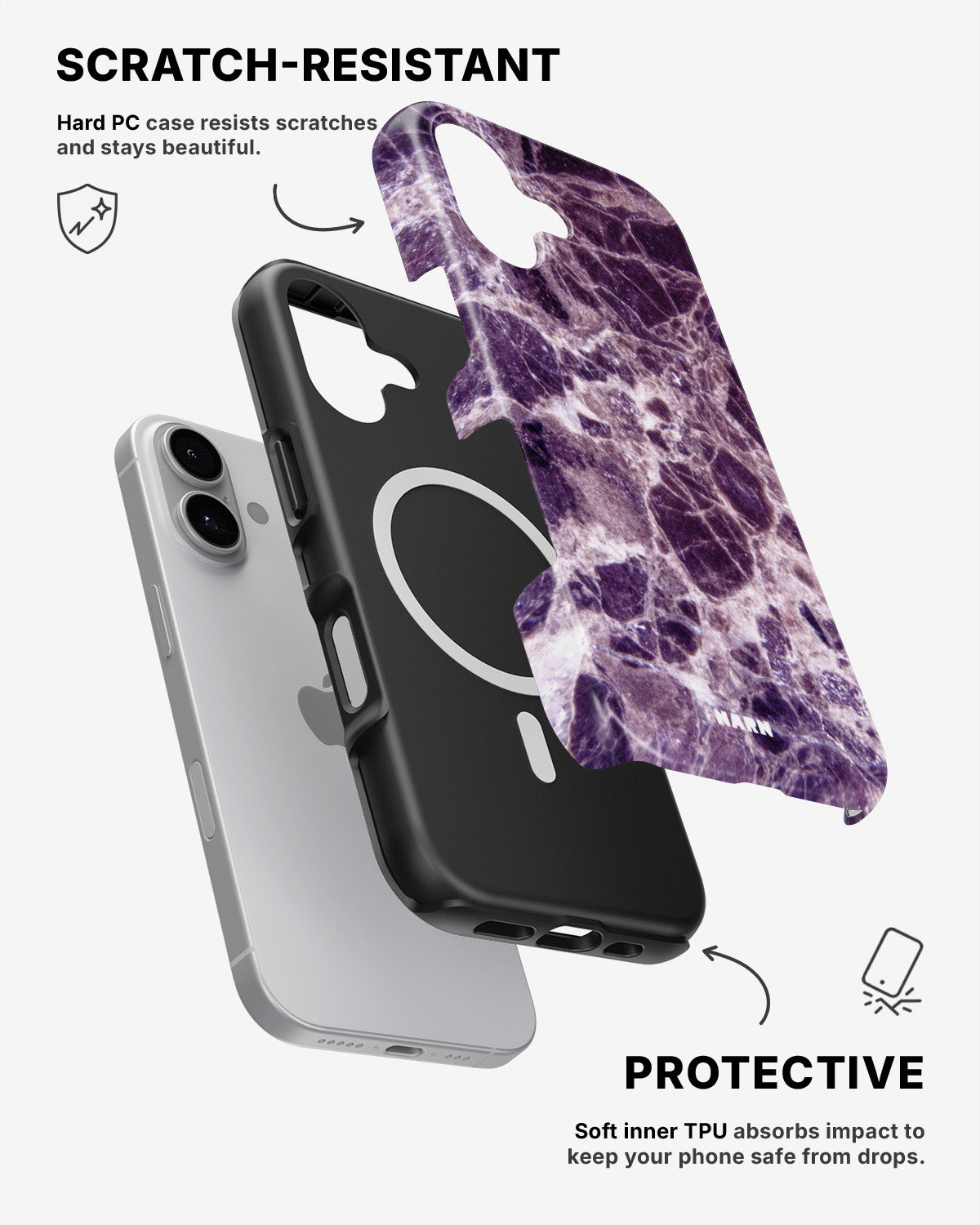 iPhone 16 Tough Case – Purple Marble - View 2