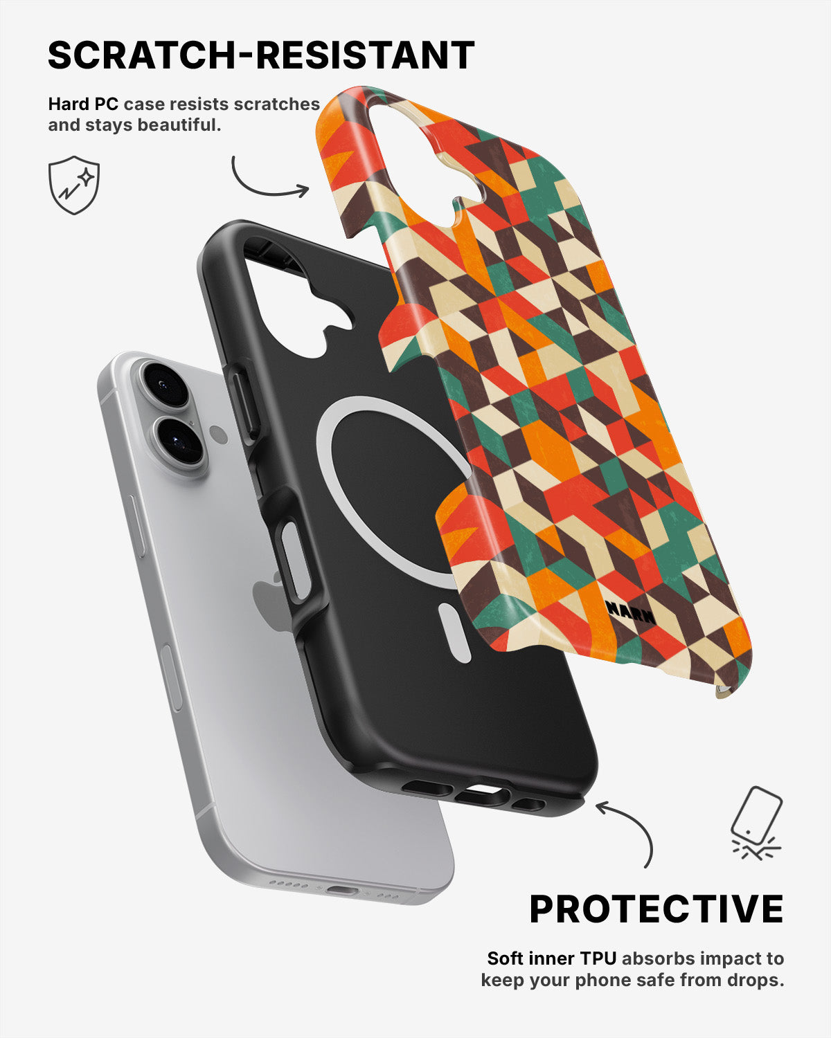 iPhone 16 Tough Case – Retro Geometric - View 2