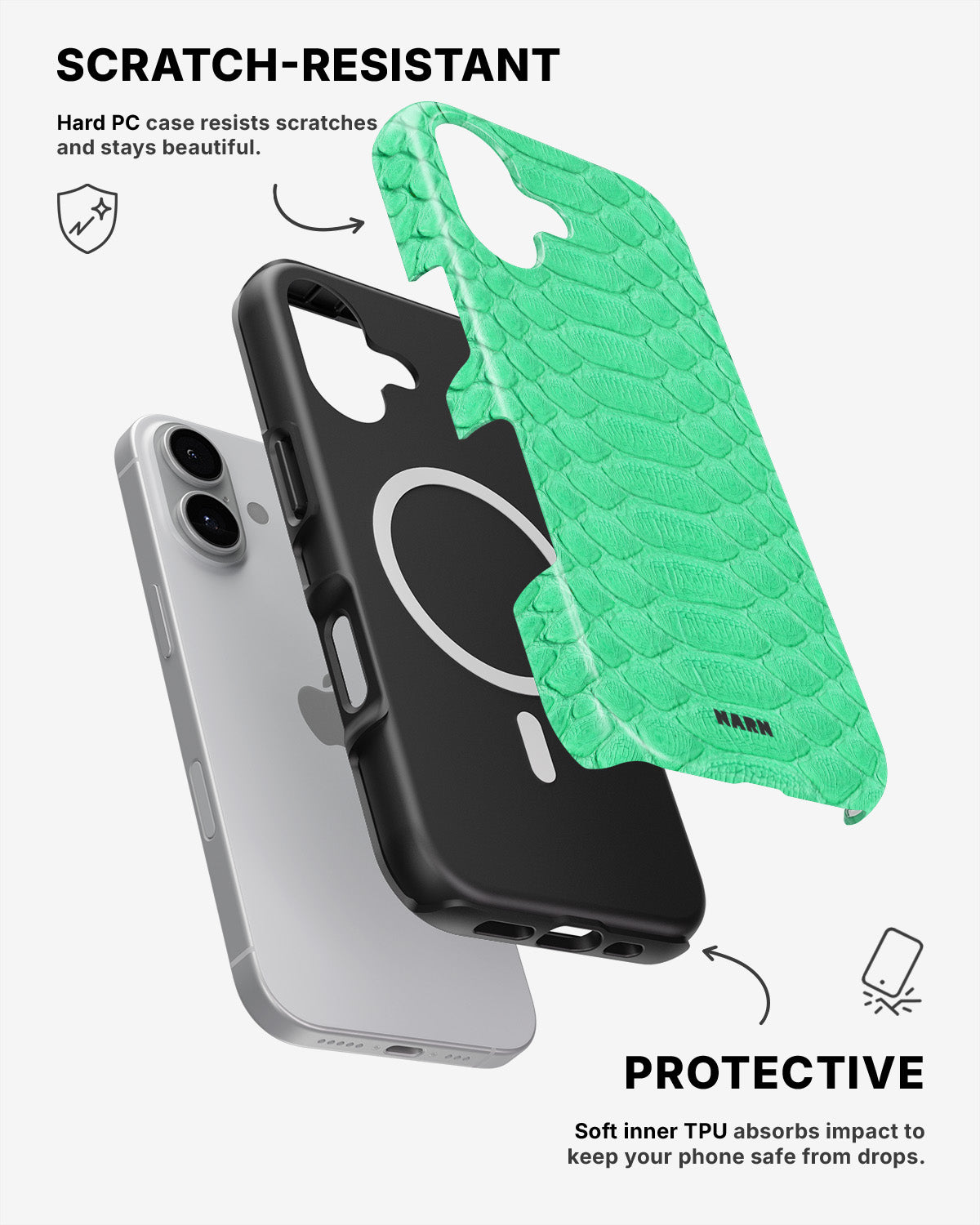 iPhone 16 Tough Case – Turquoise Snake - View 2