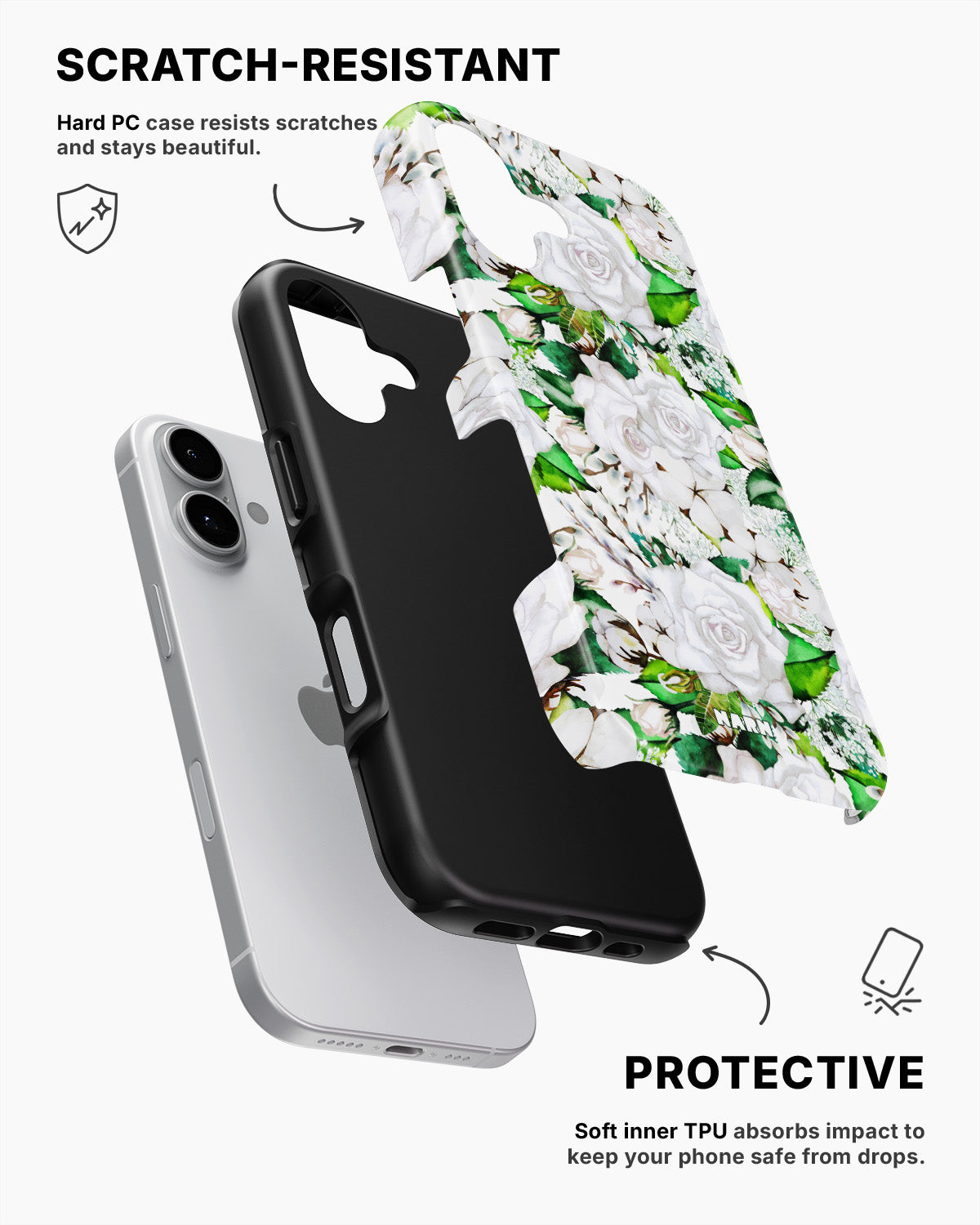 iPhone 16 Tough Case – White Bloom - View 2