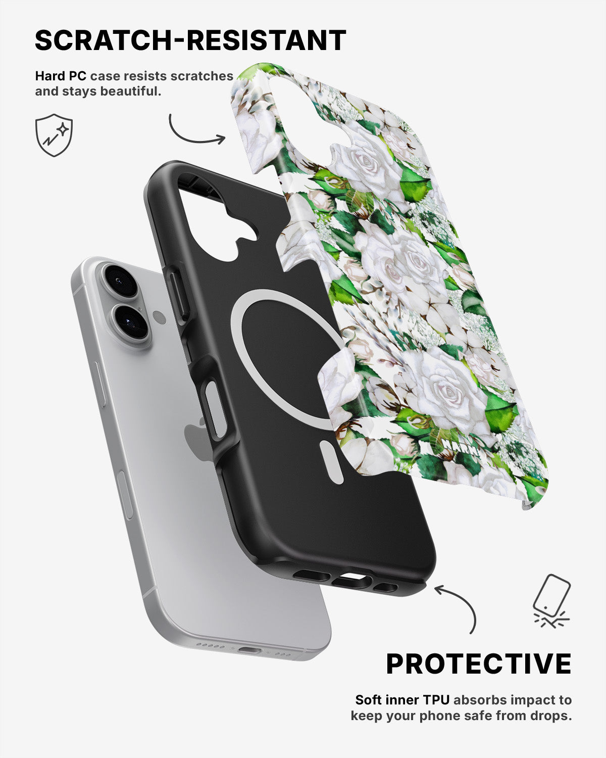 iPhone 16 Tough Case – White Bloom - View 2