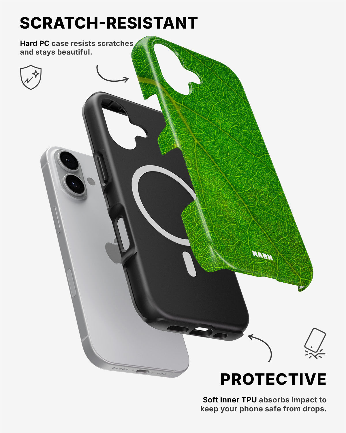 iPhone 16 Tough Case – Green Leafy - View 2
