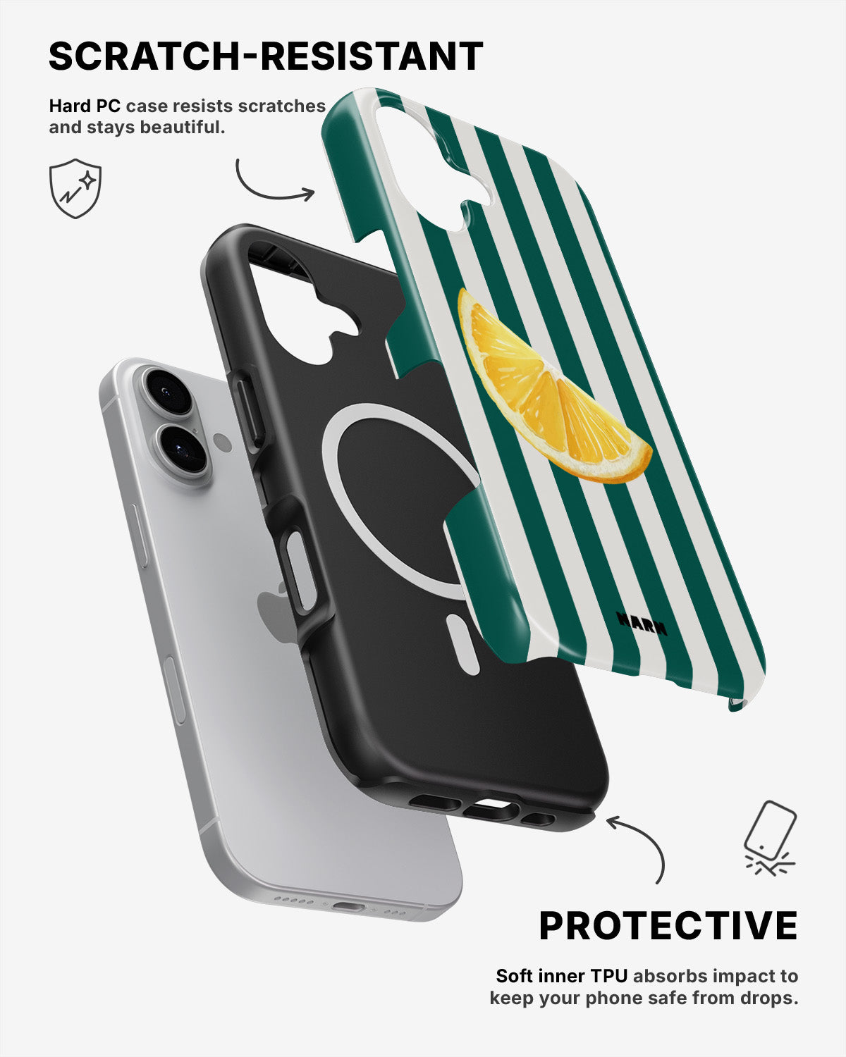 iPhone 16 Tough Case – Lemon Stripes - View 2