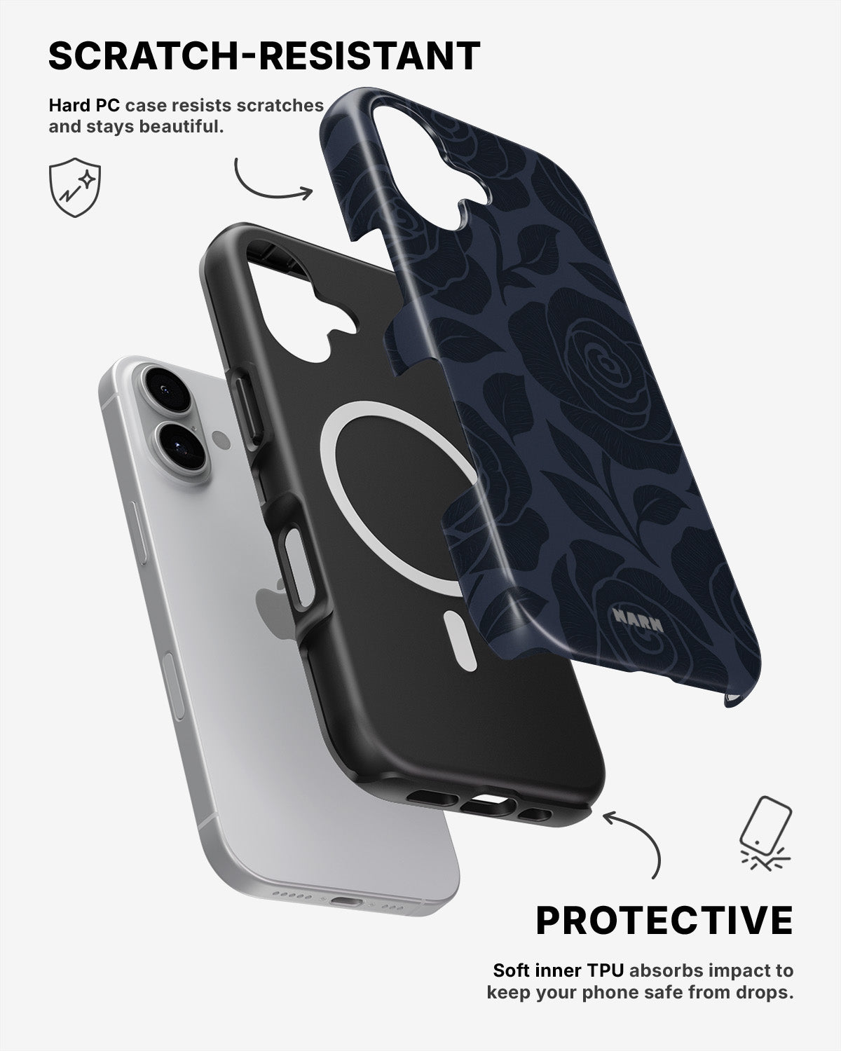 iPhone 16 Tough Case – Midnight Rose - View 2