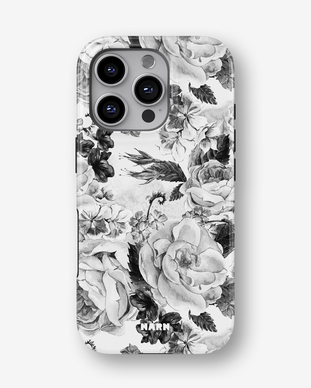 iPhone 16 Pro Tough Case – Black & White Bloom - View 1