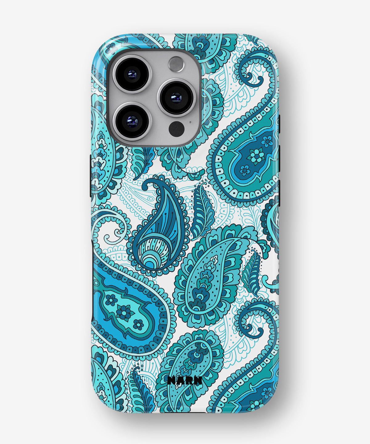 iPhone 16 Pro Tough Case – Turquoise Paisley - View 1