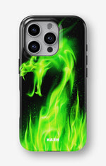 iPhone 16 Pro Tough Case – Green Flames Dragon - View 1