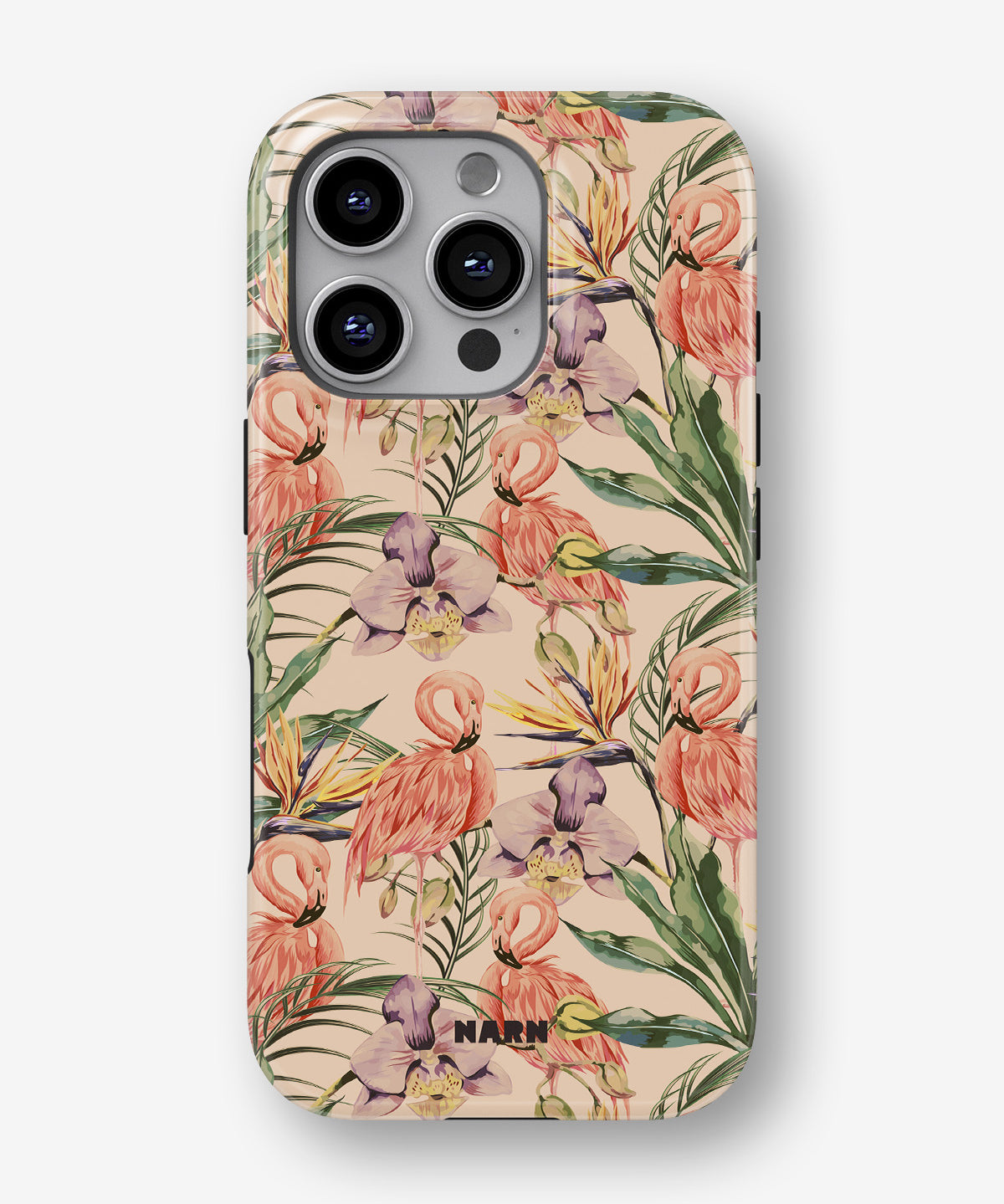iPhone 16 Pro Tough Case – Flamingos & Flowers - View 1