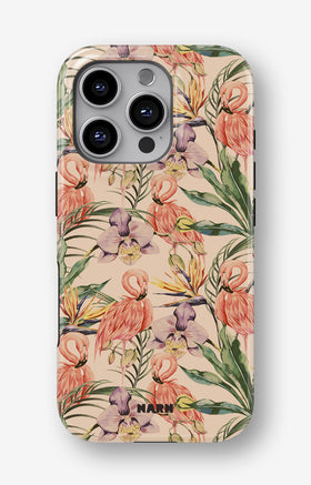 iPhone 16 Pro Tough Case – Flamingos & Flowers - View 1