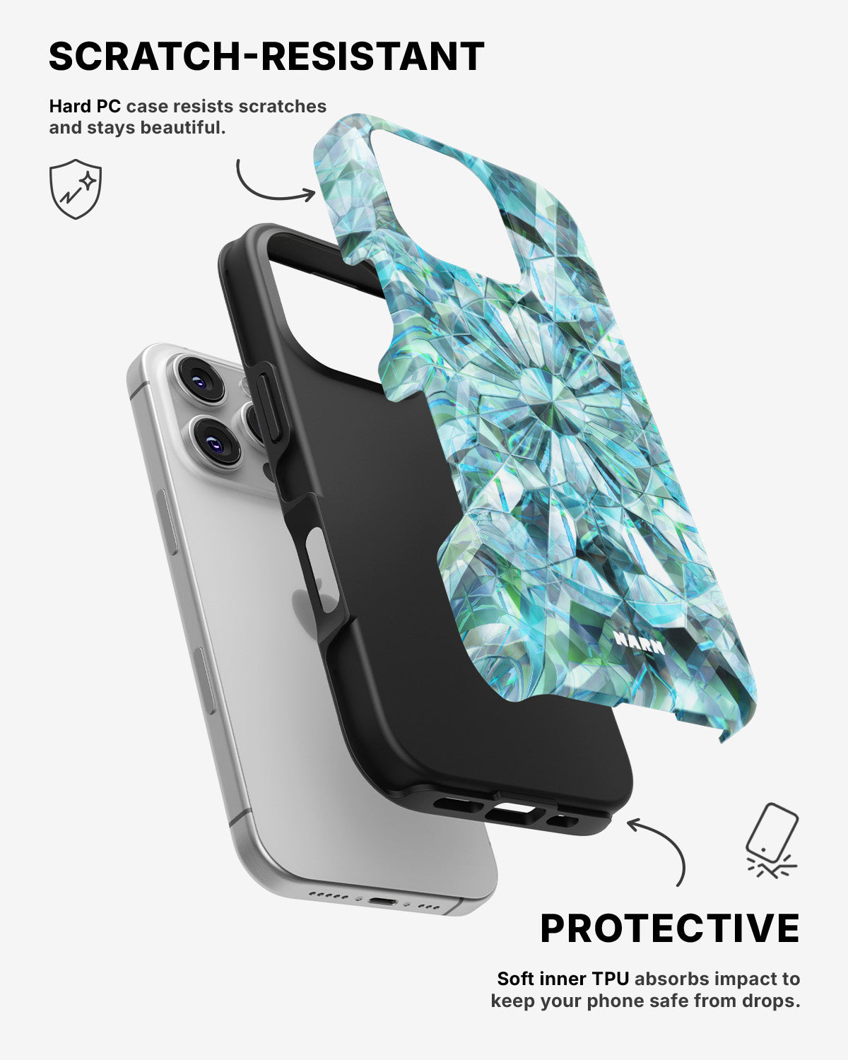 iPhone 16 Pro Tough Case – Green Crystals - View 2