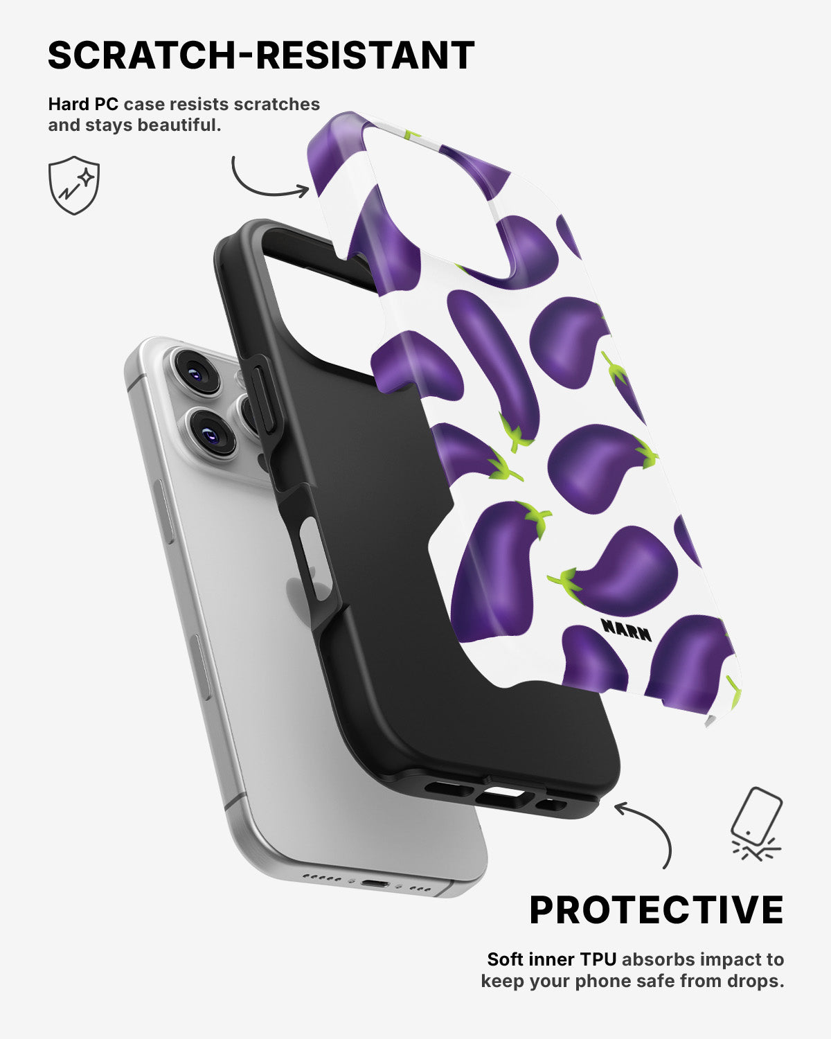 iPhone 16 Pro Tough Case – Eggplant Pattern - View 2