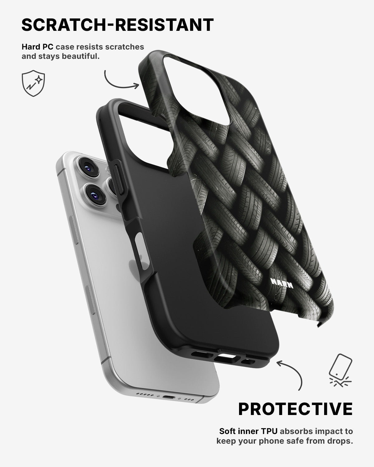 iPhone 16 Pro Tough Case – Tires Wall - View 2