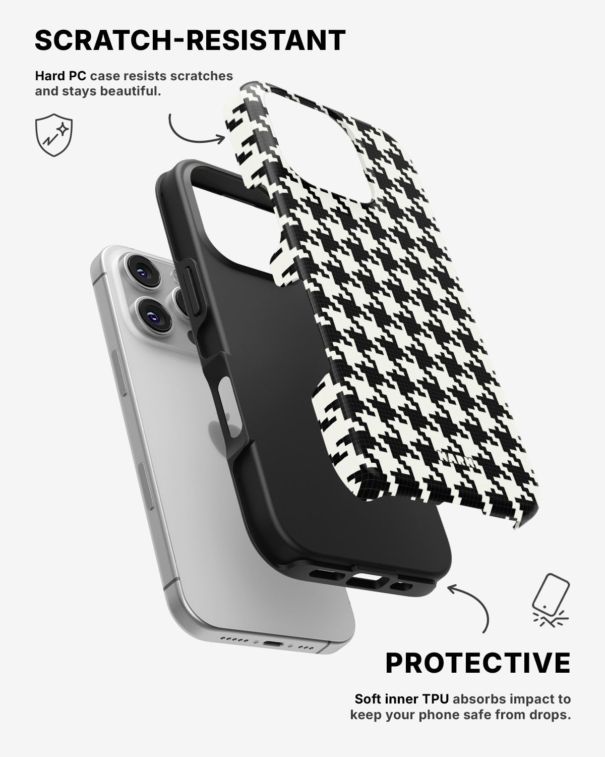 iPhone 16 Pro Tough Case – Houndstooth - View 2