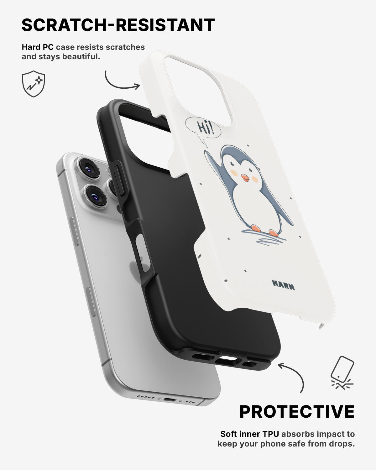 iPhone 16 Pro Tough Case – Cute Penguin - View 2