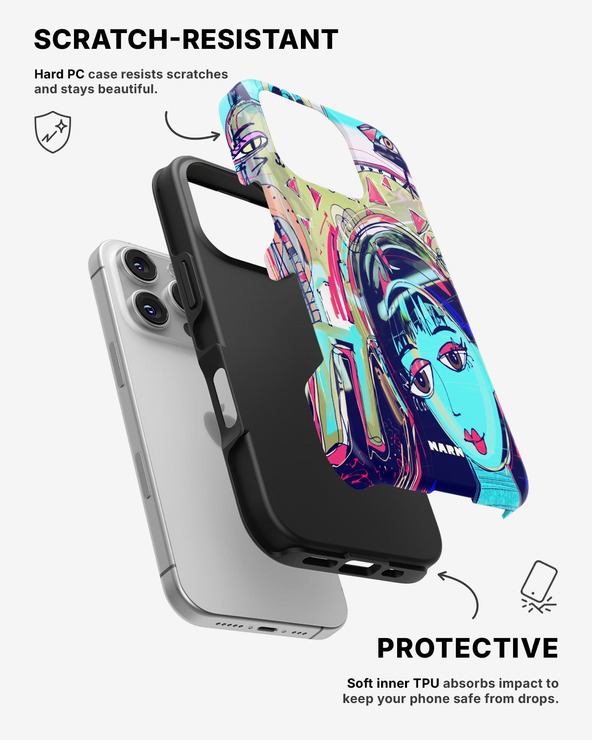 iPhone 16 Pro Tough Case – Abstract Cat - View 2