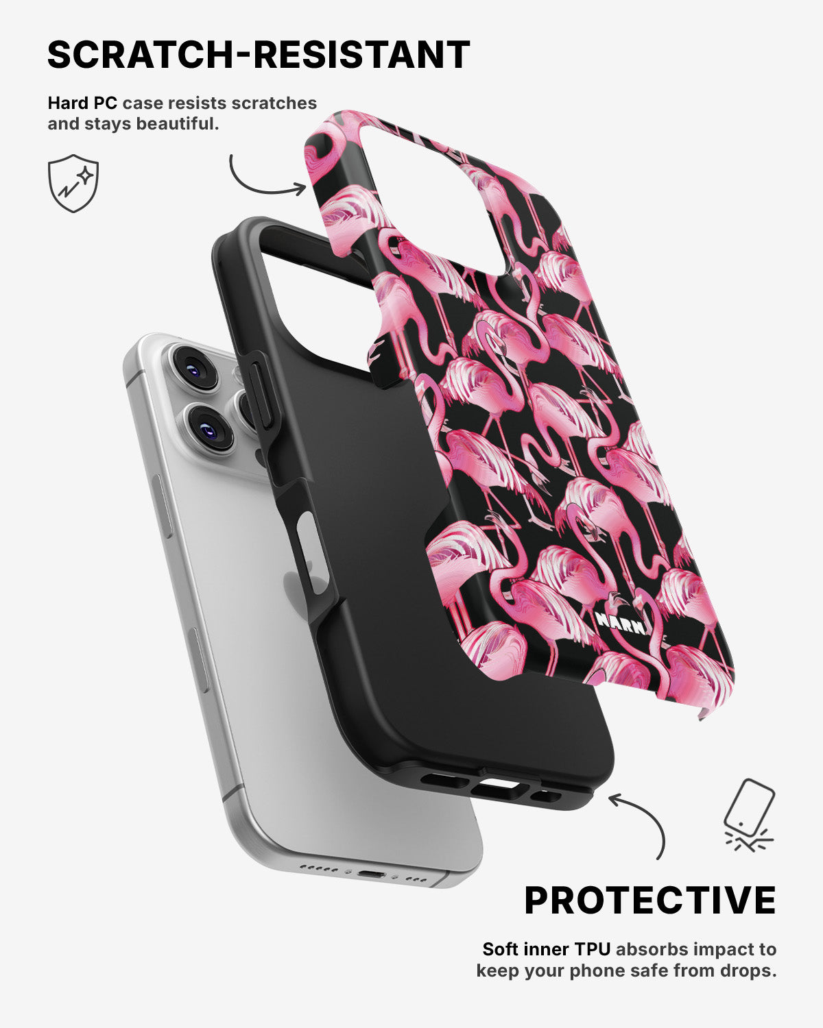 iPhone 16 Pro Tough Case – Flamingos - View 2