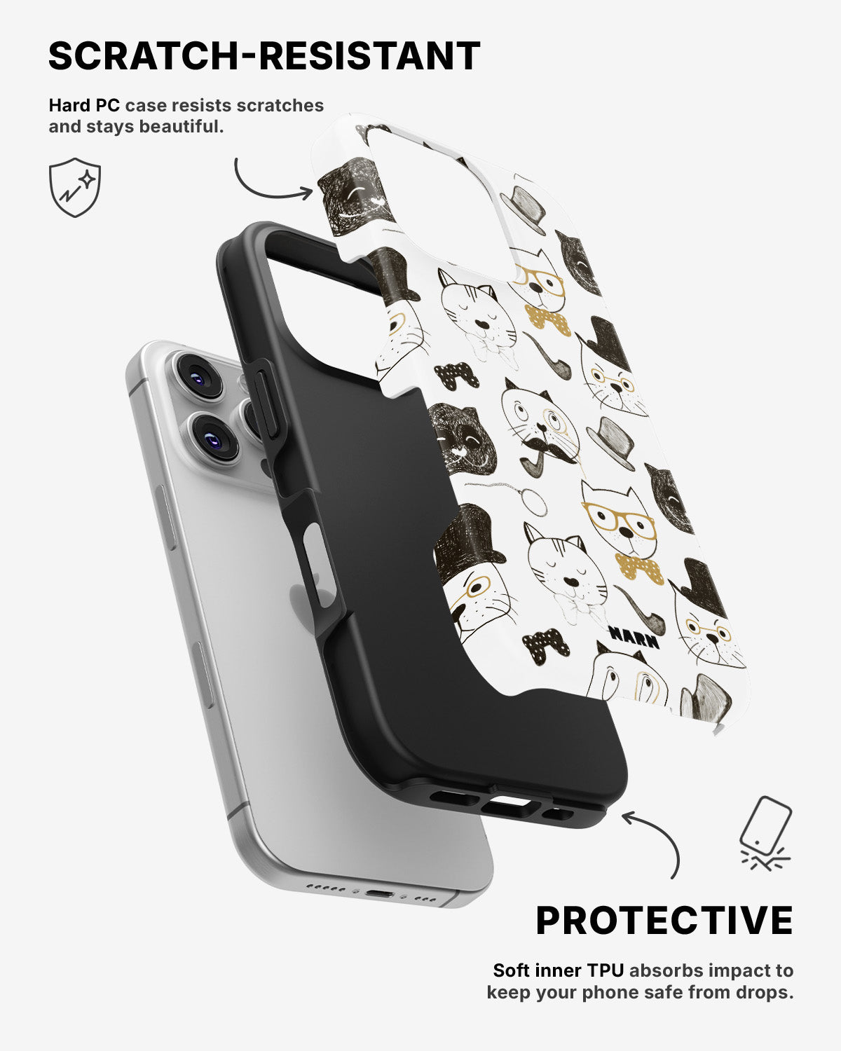 iPhone 16 Pro Tough Case – Cartoon Cats - View 2