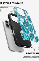 iPhone 16 Pro Tough Case – Turquoise Paisley - View 2