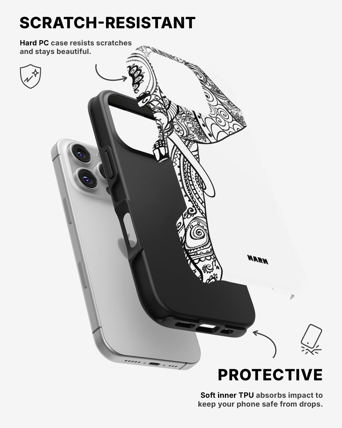 iPhone 16 Pro Tough Case – Mandala Elephant - View 2