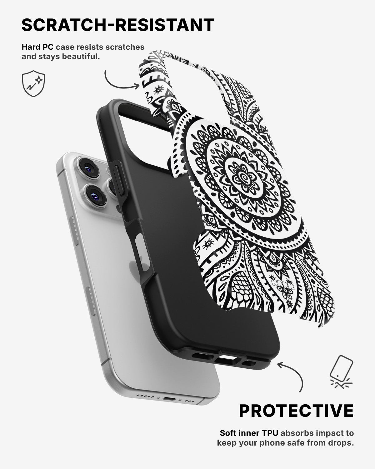 iPhone 16 Pro Tough Case – Henna Mandala - View 2