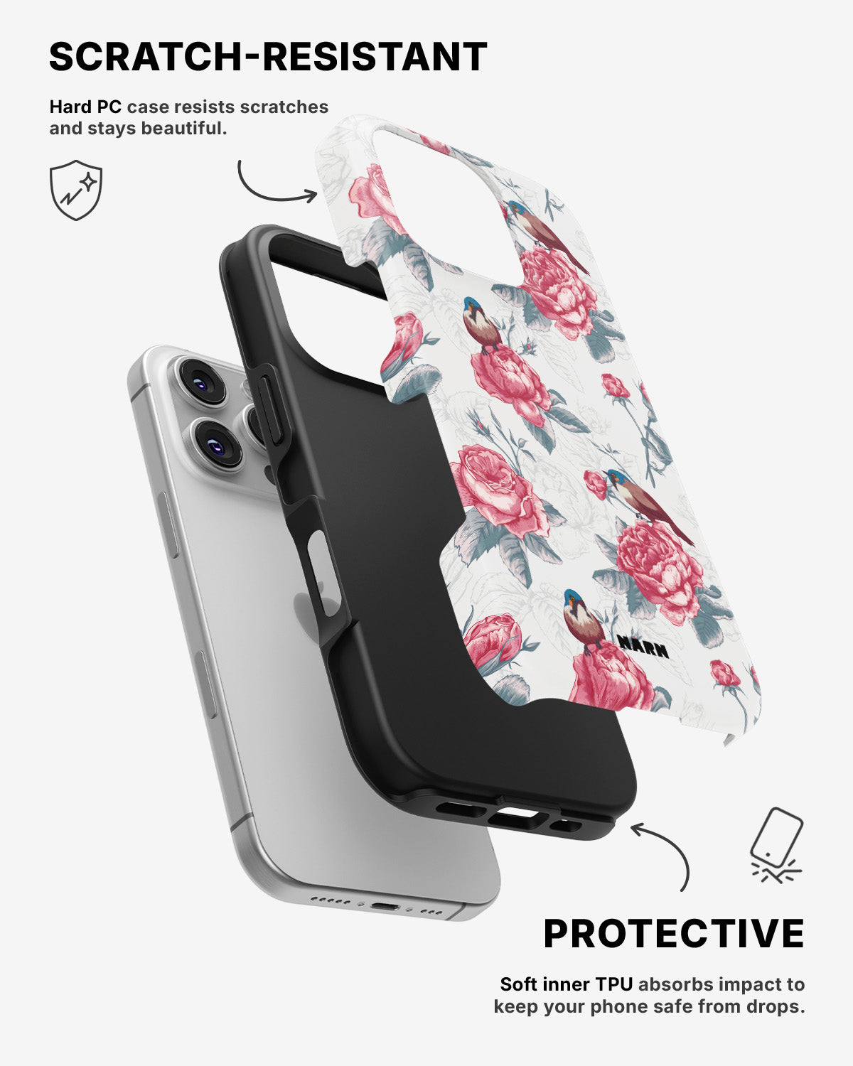 iPhone 16 Pro Tough Case – Birds Among Roses - View 2