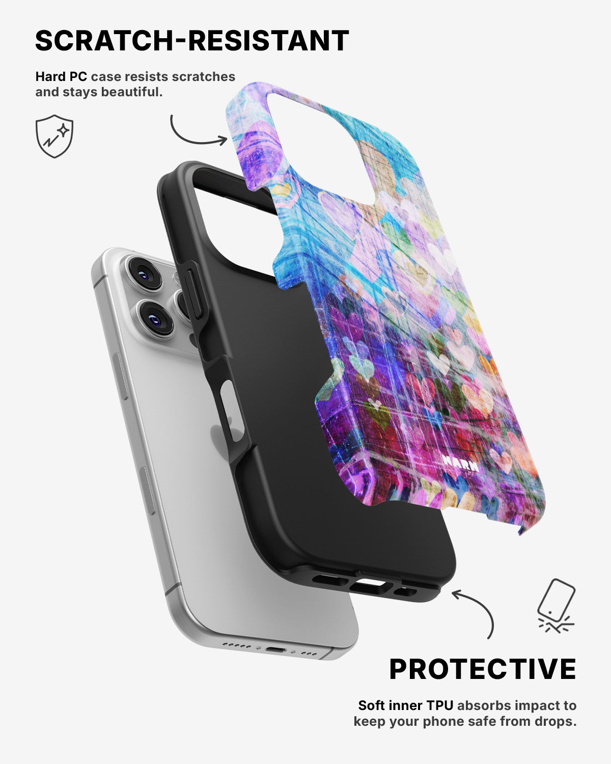 iPhone 16 Pro Tough Case – Purple Hearts - View 2