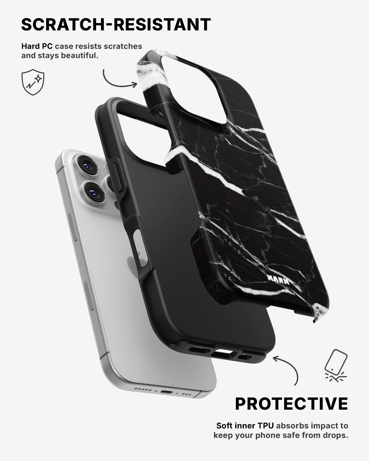 iPhone 16 Pro Tough Case – Black Marble - View 2