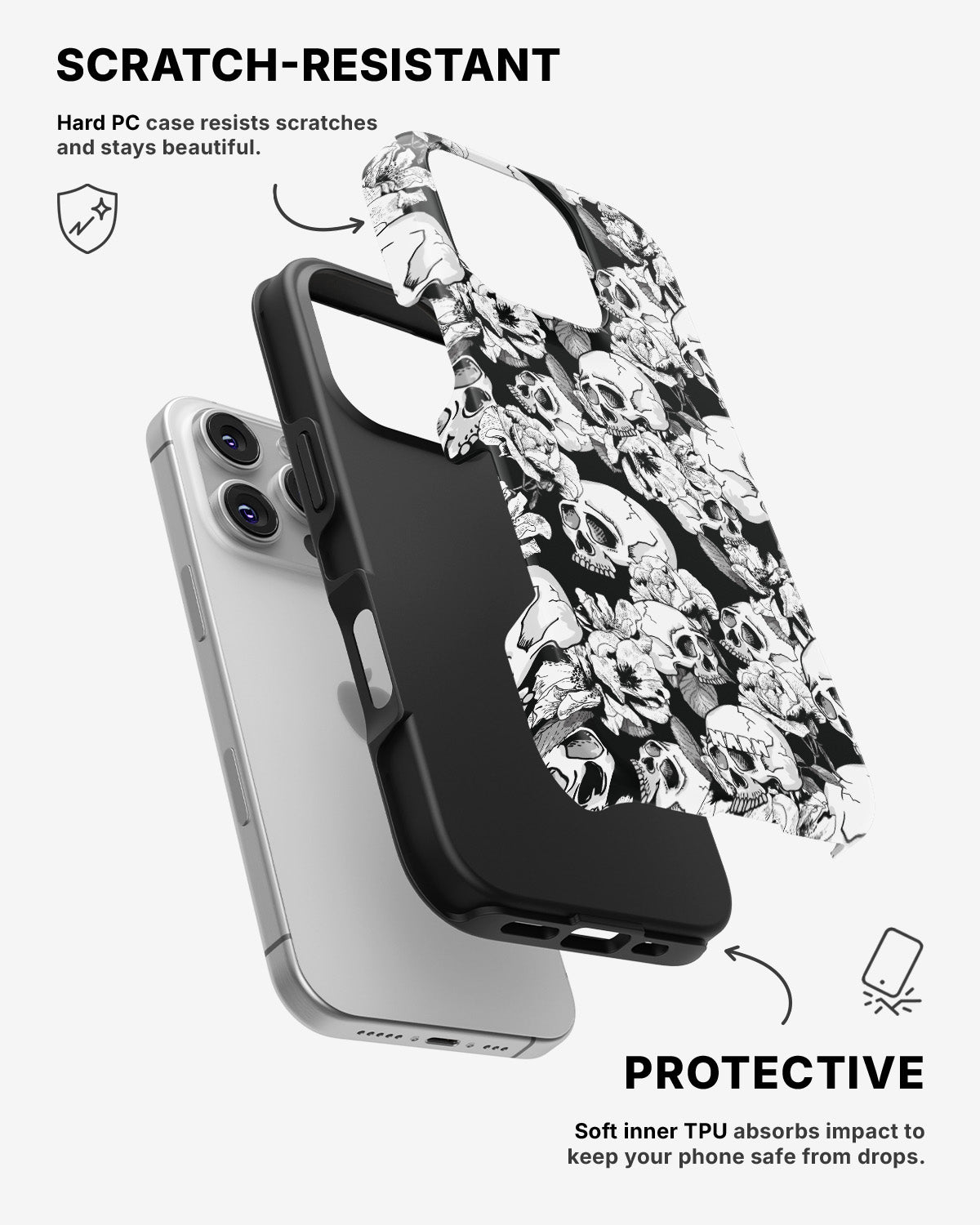 iPhone 16 Pro Tough Case – Skull Garden - View 2