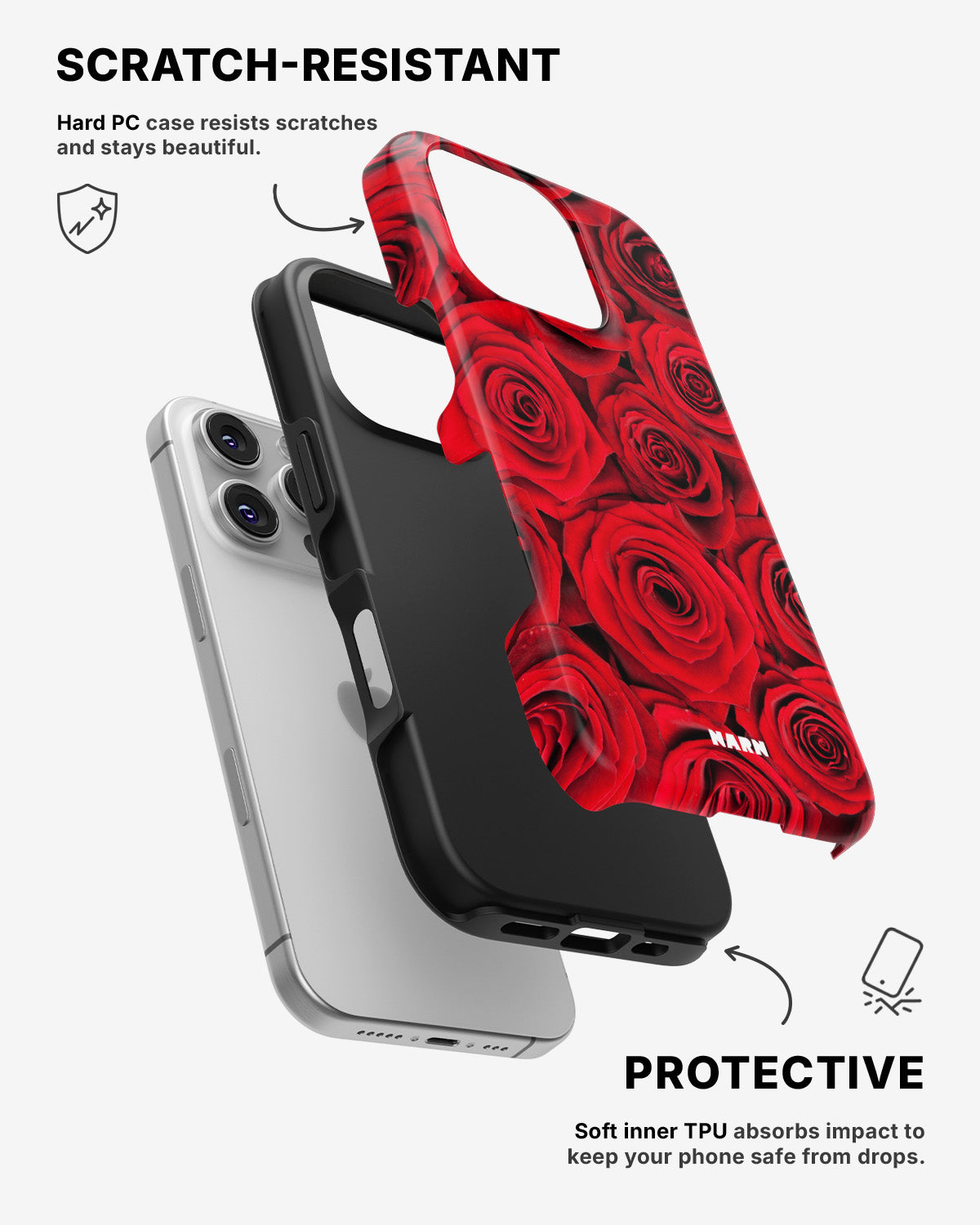 iPhone 16 Pro Tough Case – Red Roses - View 2