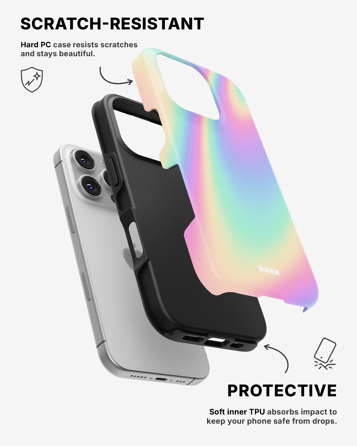 iPhone 16 Pro Tough Case – Rainbow Haze - View 2