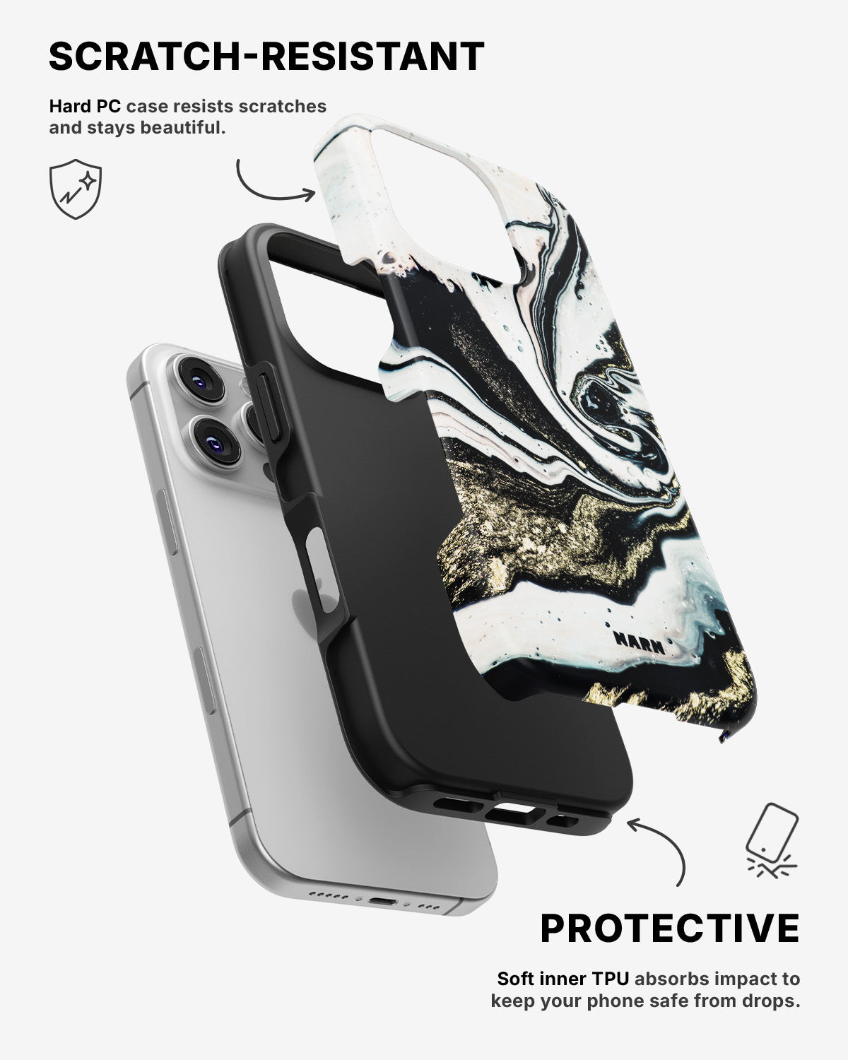 iPhone 16 Pro Tough Case – Golden Swirl - View 2