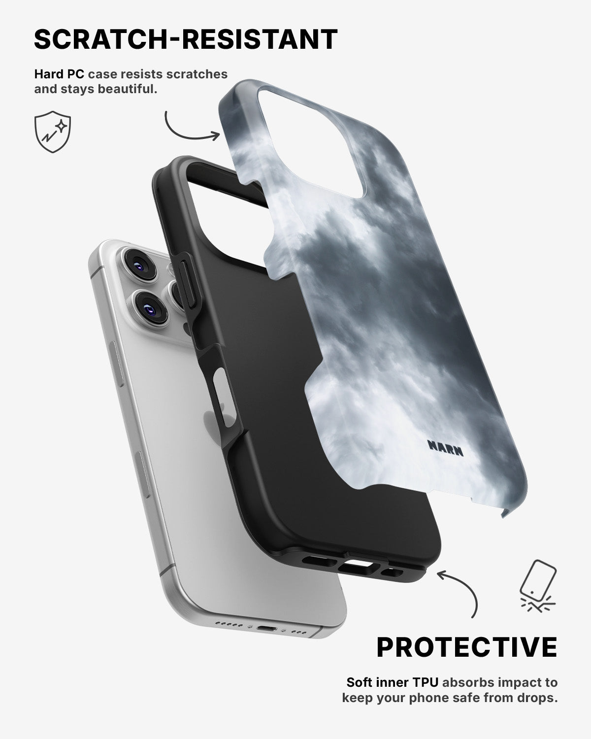 iPhone 16 Pro Tough Case – Cloudy - View 2