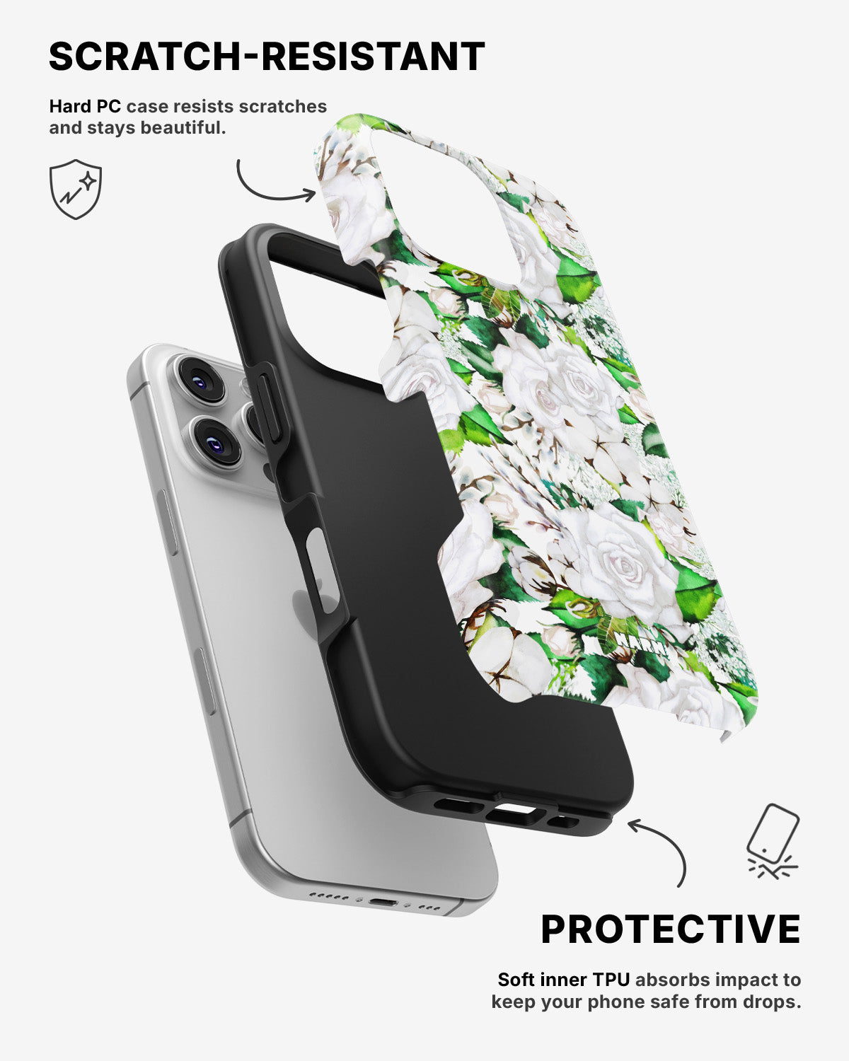 iPhone 16 Pro Tough Case – White Bloom - View 2