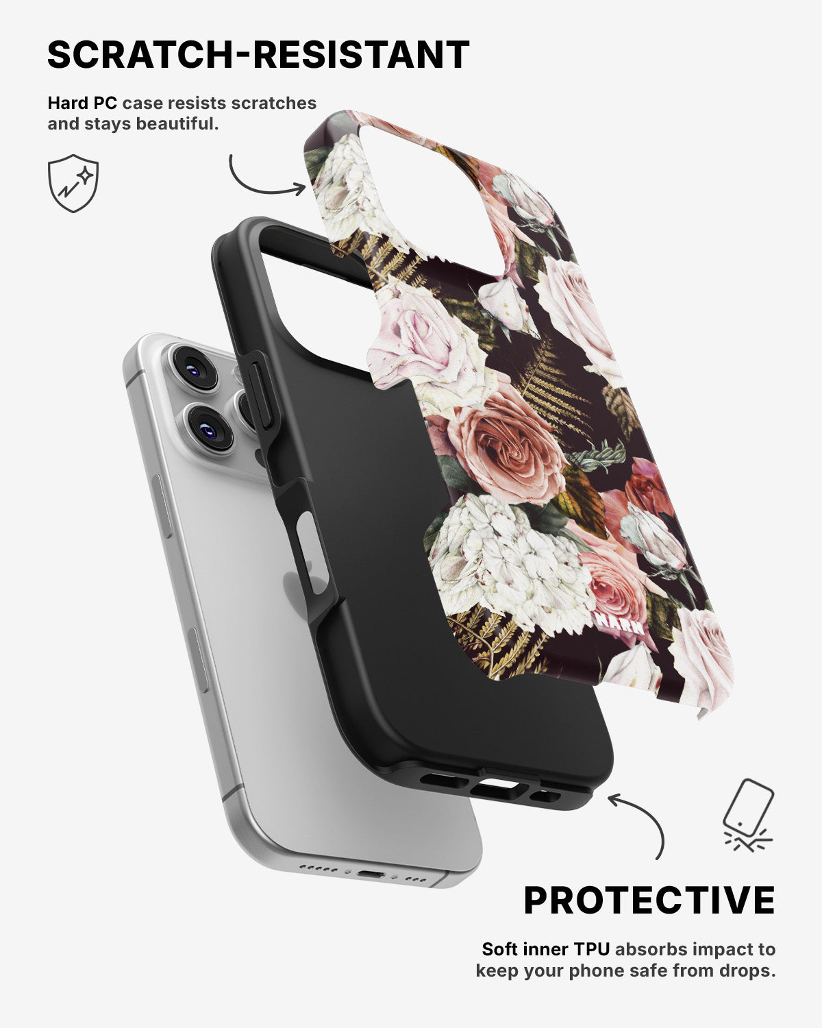 iPhone 16 Pro Tough Case – Midnight Roses - View 2