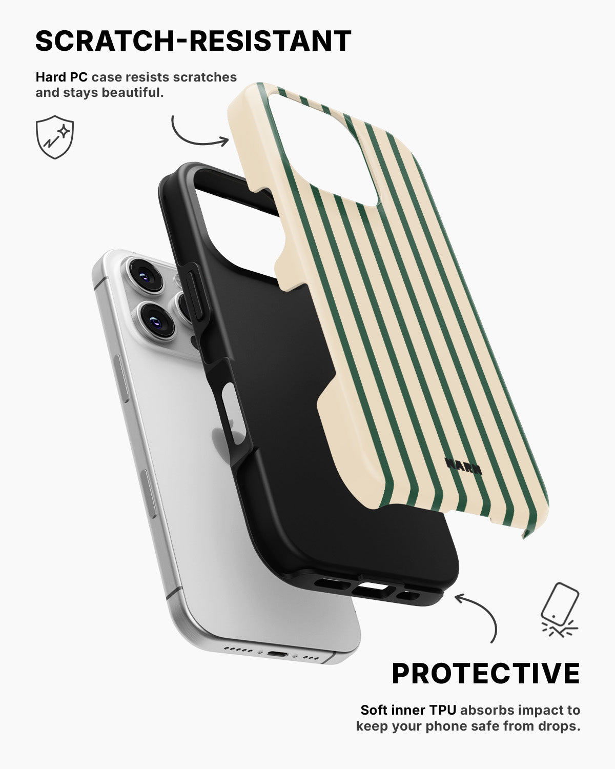 iPhone 16 Pro Tough Case – Evergreen Stripe - View 2